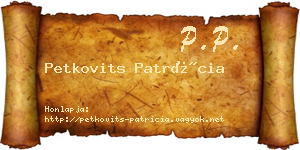 Petkovits Patrícia névjegykártya